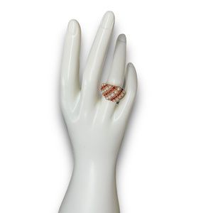 14K YELLOW GOLD RING W/ PEARLS 7 GARNET